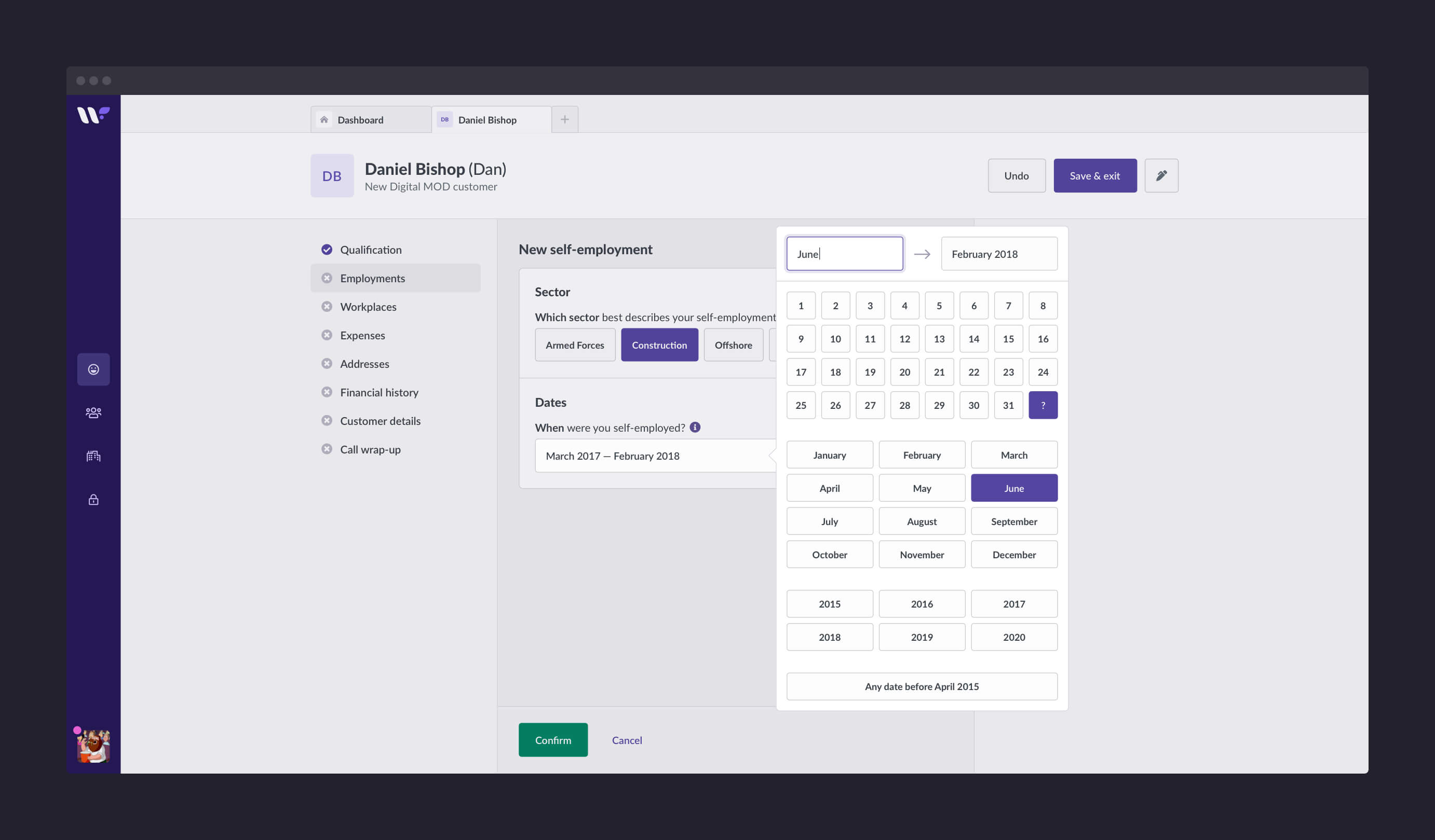 An active date component overlay in the Conversion Wizard.