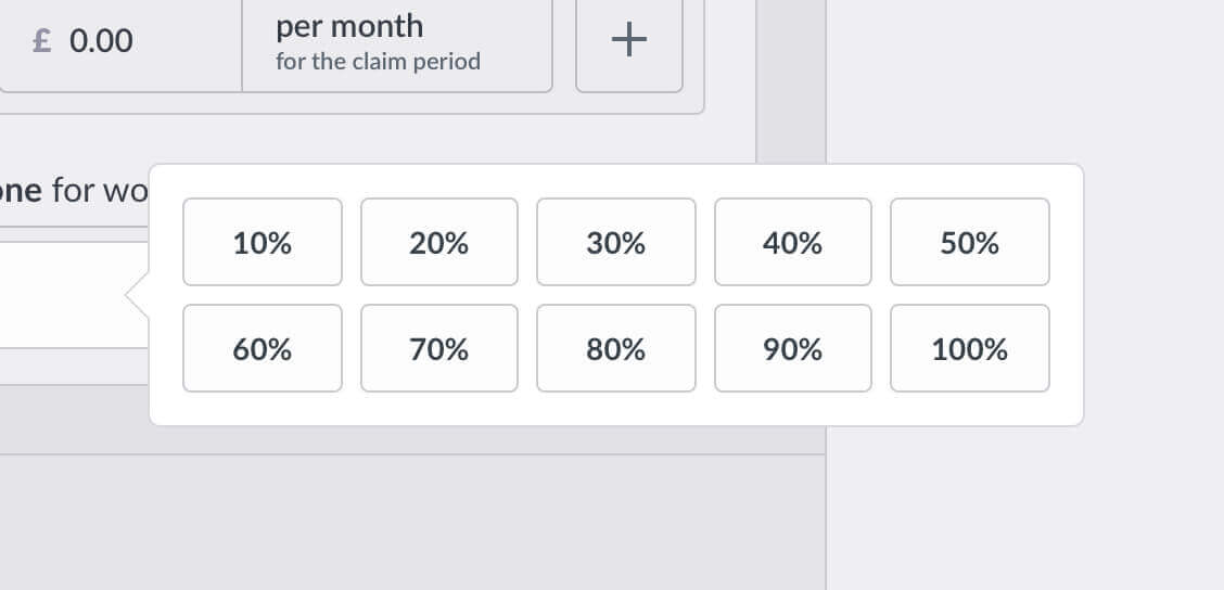 A custom widget used to capture how much a specific expense is for business use.